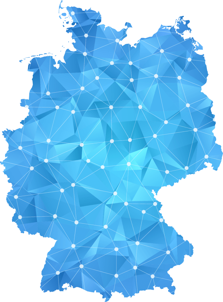 Karte von Deutschland mit unseren fünf Standorten